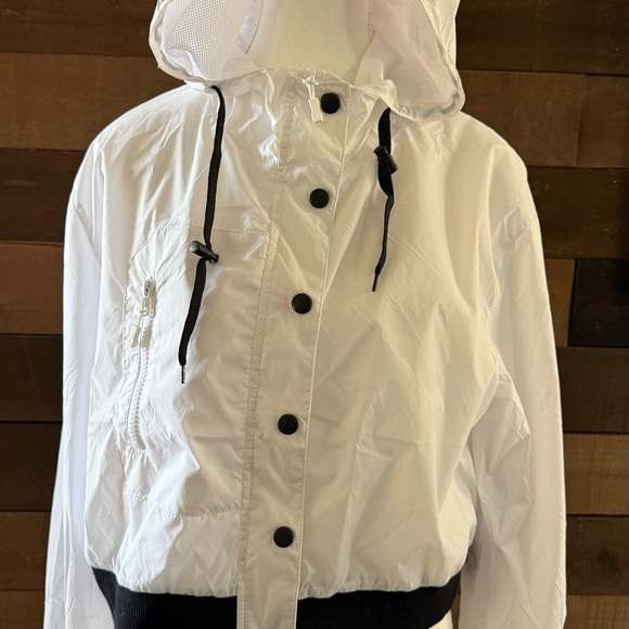 Mono B activewear windbreaker White Hooded Women's Jacket - Picture 1 of 6